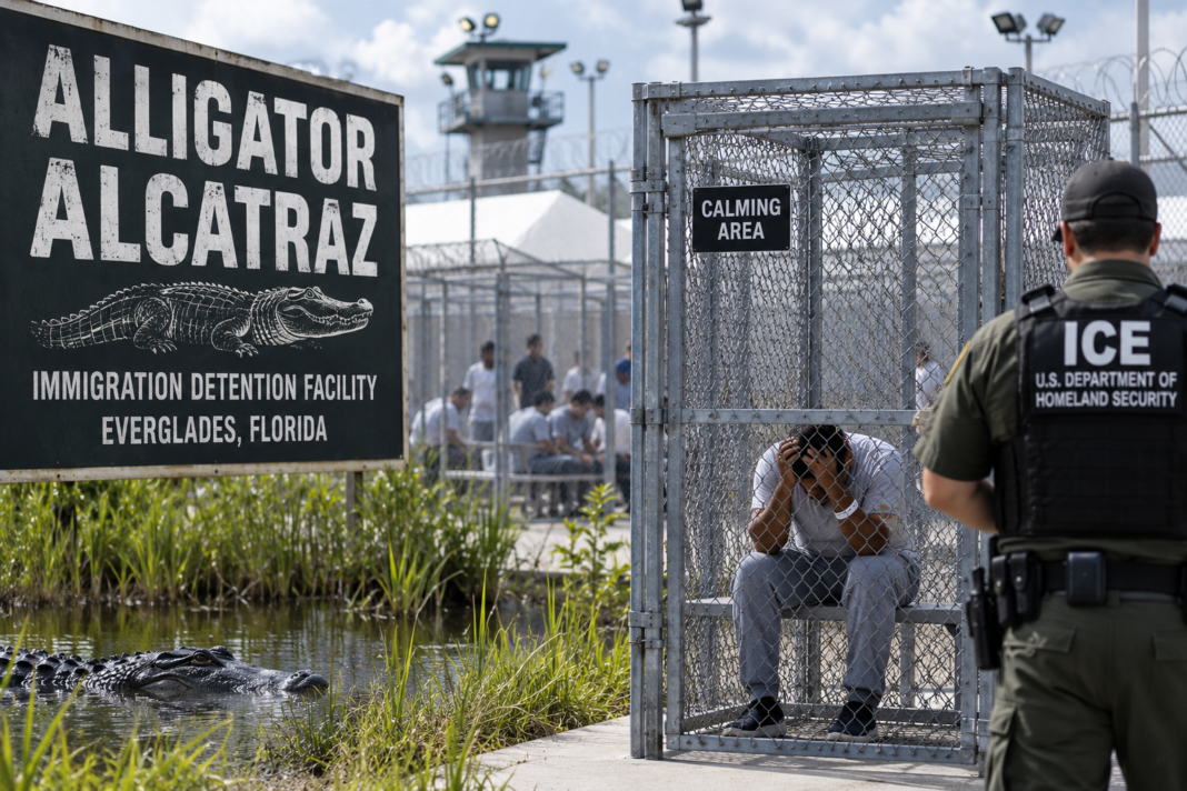 DHS Watchdog Finds Immigrants Were Confined in Small Metal Cages at Florida’s ‘Alligator Alcatraz’ DHS Watchdog Finds Immigrants Were Confined in Small Metal Cages at Florida’s ‘Alligator Alcatraz’